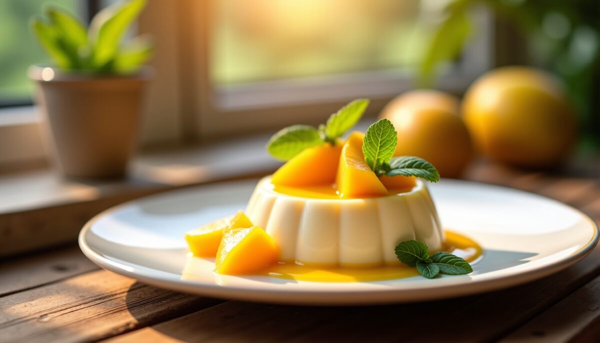 Panna-cotta végétale et légère sublimée à la mangue