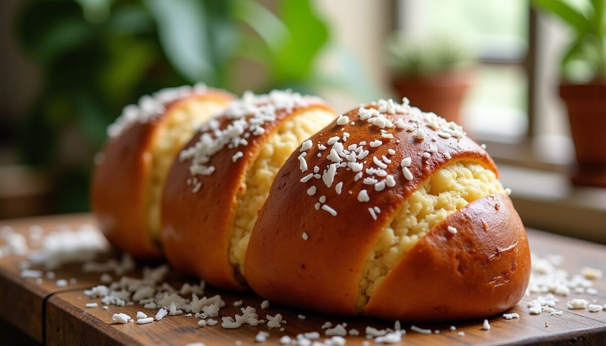 Délice exotique : brioche roulée parfumée à la noix de coco