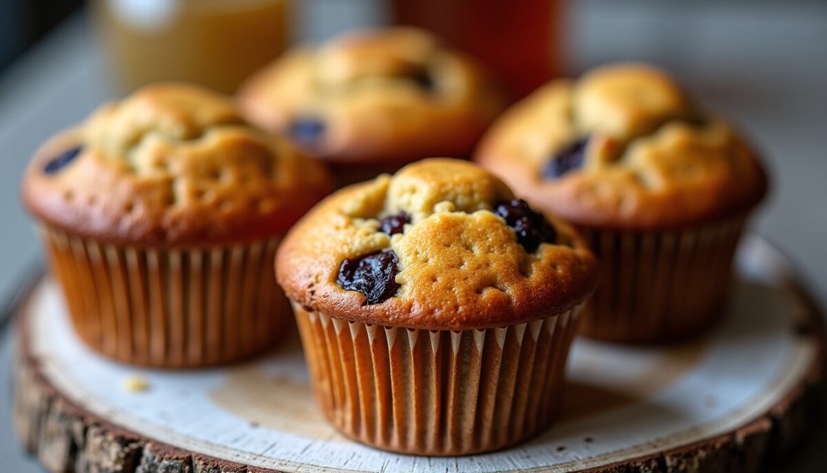 Délicieux muffins au miel et mûres, sans une goutte de beurre