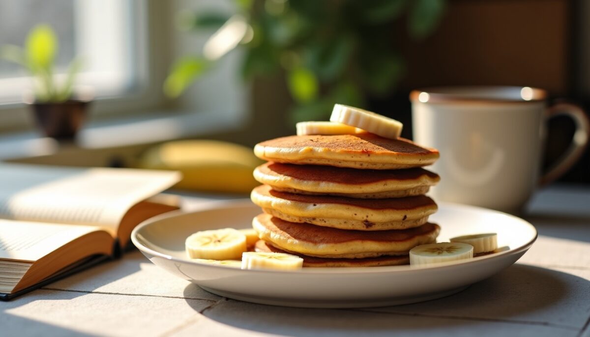 Délice sain : pancakes à la banane et vanille, farine complète et sans sucre ajouté