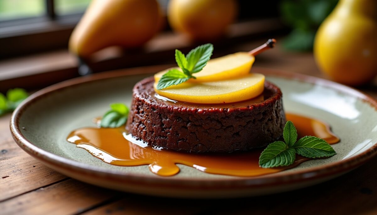 Fondant au chocolat et poire : une recette légère sans beurre ni sucre ajouté