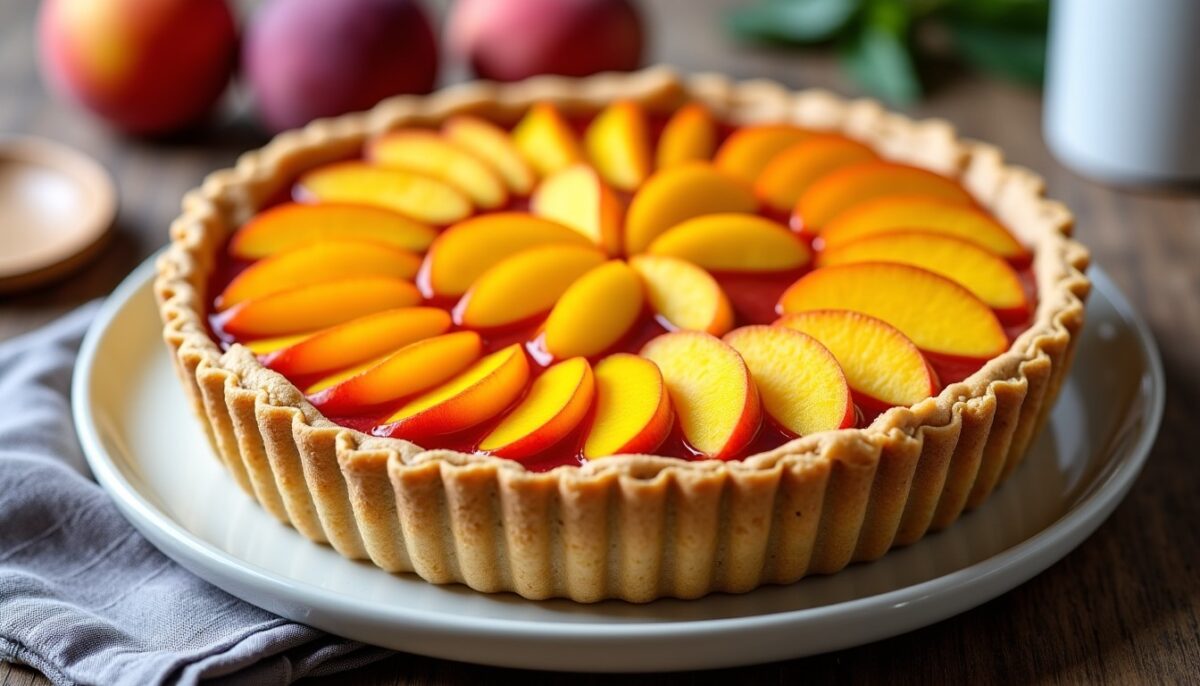 Délicieuse tarte aux pêches légère et sans beurre