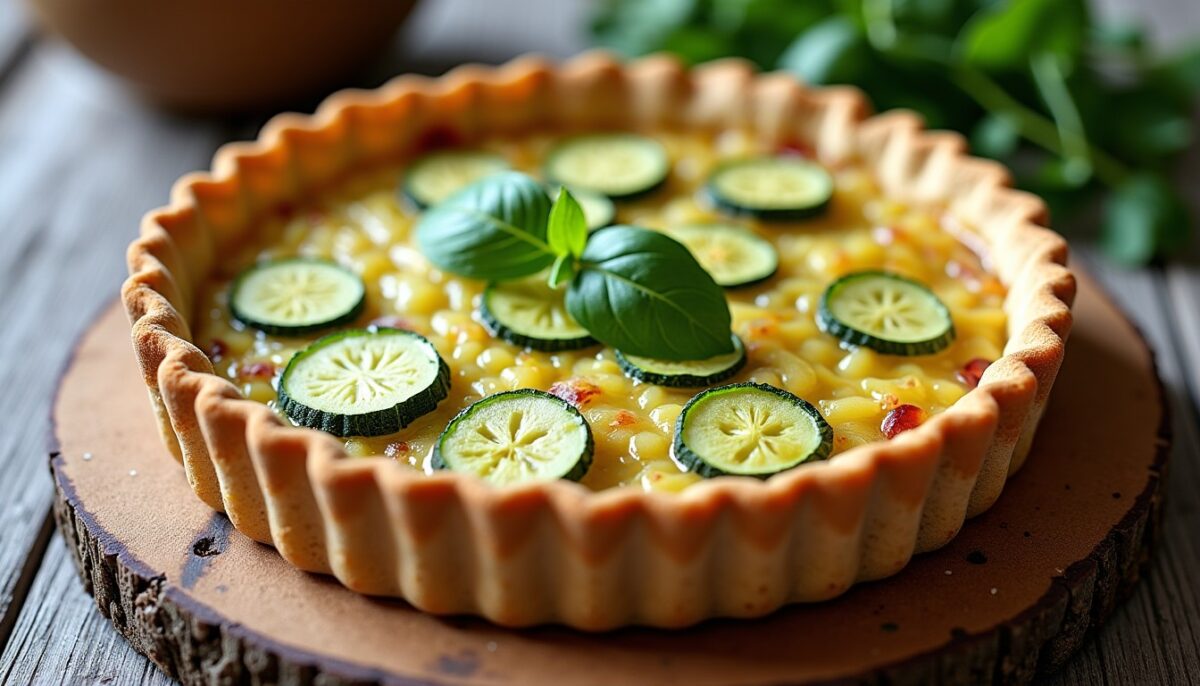 Délicieuse quiche légère aux courgettes et oignons sans pâte