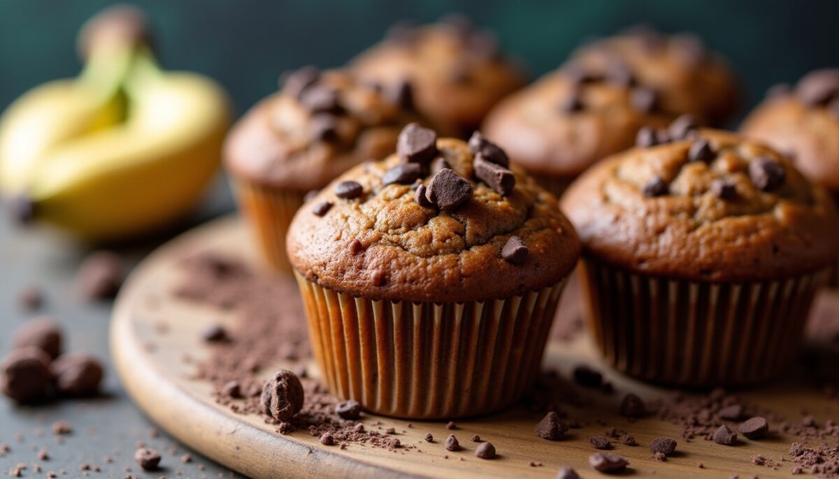 Délicieux muffins banane et chocolat : une gourmandise moelleuse à chaque bouchée