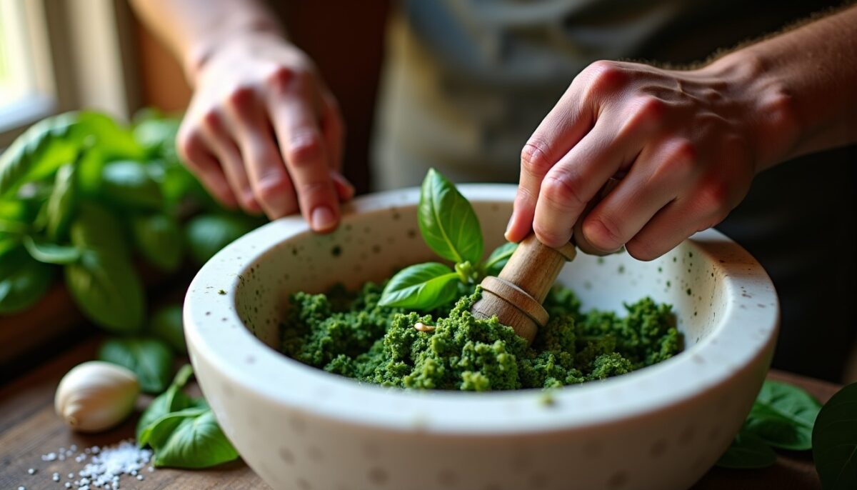 Pesto à Gênes : l&rsquo;art ancestral du basilic ligure et du mortier traditionnel