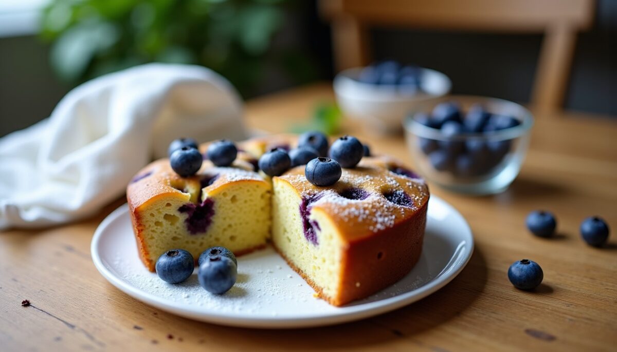 Délicieux Molly Cake moelleux aux myrtilles fraîches