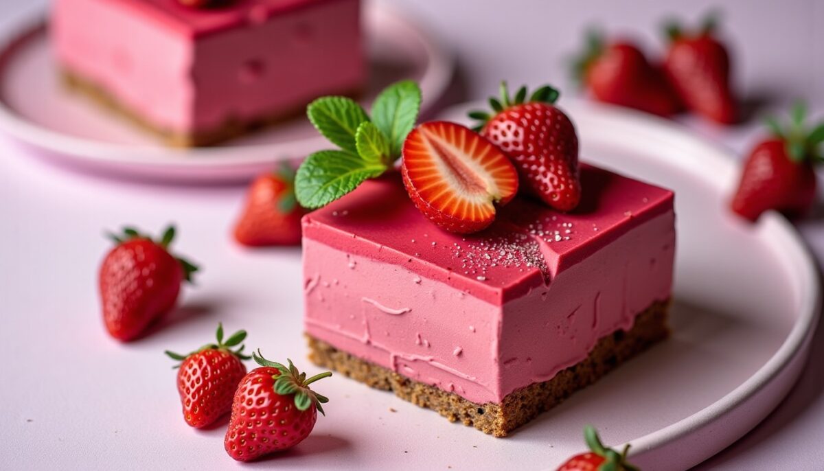 Délice printanier : entremets aux fraises fraîches et aux notes subtiles de rose