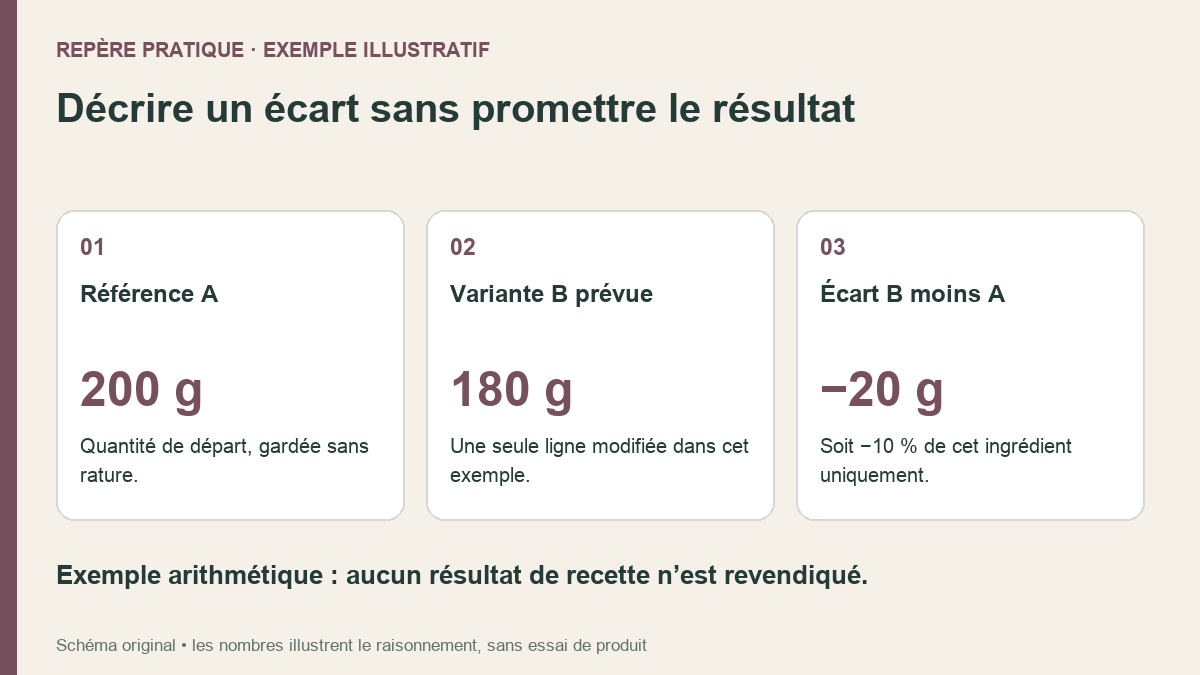 Documenter une variante de gâteau en changeant une seule quantité